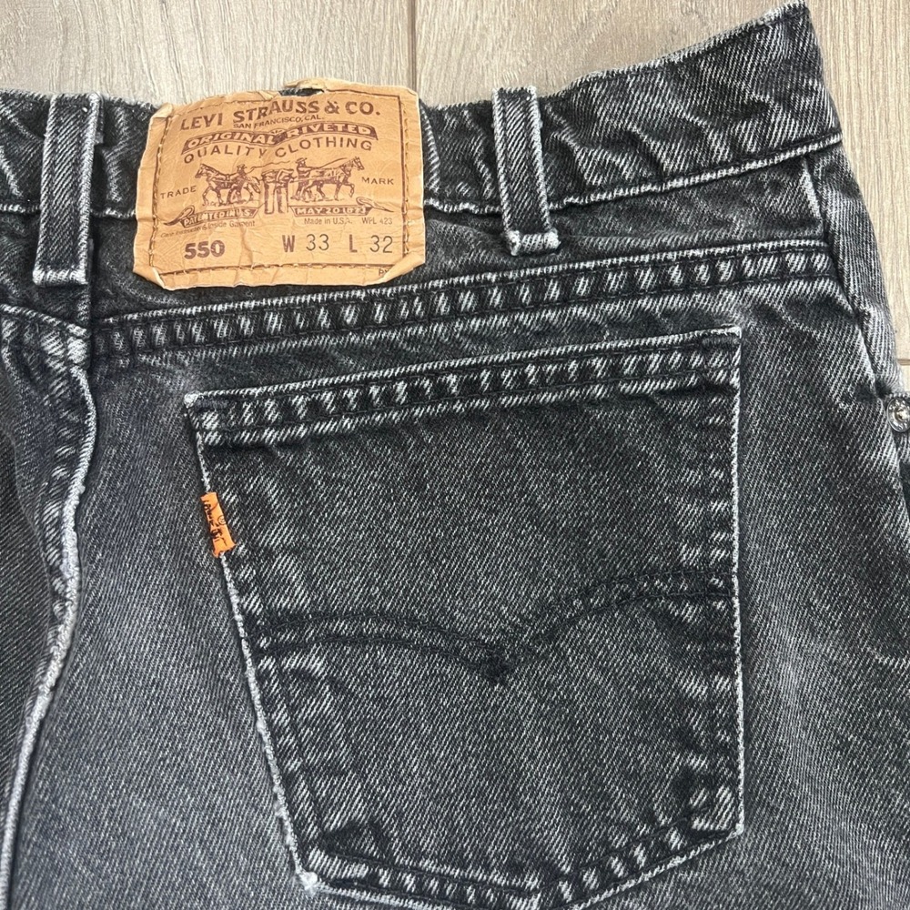 Vintage Orange Tab Levis Mens W 33 L 32 Black Straight Leg - Picture 8 of 8